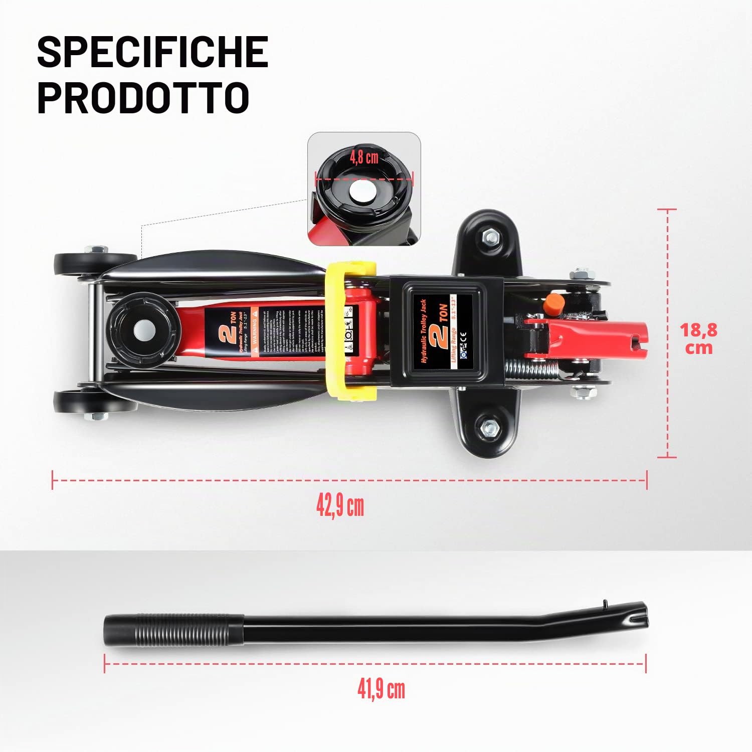 DNA MOTORING Tools-00234 - Cric idraulico da garage a sollevamento rapido, per auto, camion, SUV, capacità 2 tonnellate (4000 libbre)