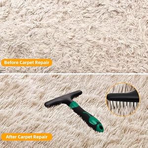   Carpet-Restoration-Carpet-Rake-Carpet-Groomer-Rake-Shag-Rug-Rake-Hair-Cleaner-Suitable-for-Rug-and-Carpet-Undercoat-Rake-Comb-Slicone-Handle-Deshedding-Brush-for-Dogs-Green