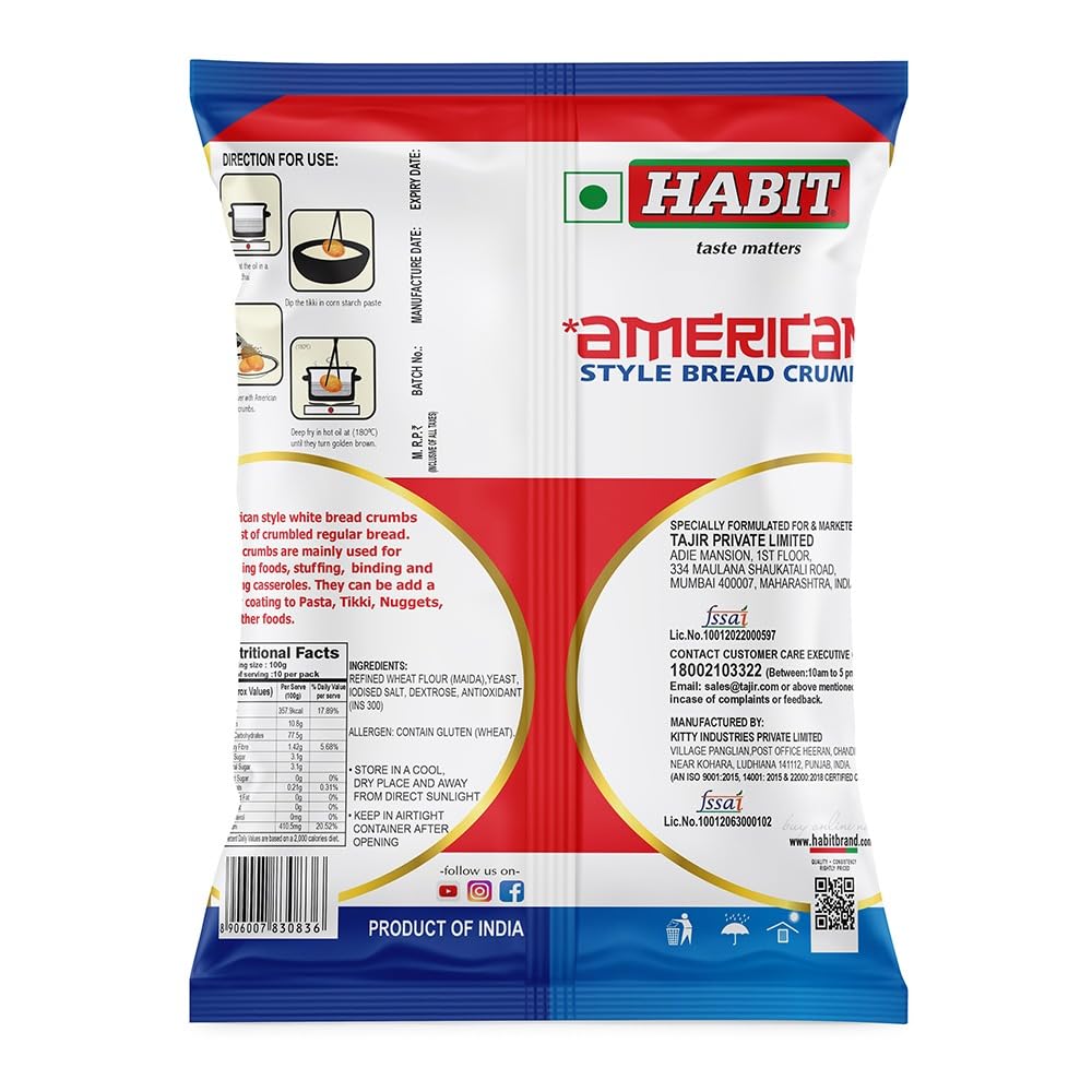 HABIT American Style White Bread Crumbs β 1KG x Pack of 1 | Granular & Off-White | Perfect Coating for Fried Foods, Baked Pasta & Casseroles | Crunchy Texture 2