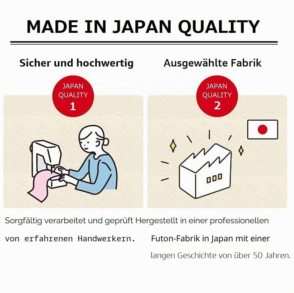 EMOOR Bezug aus 100% Baumwolle, Für Traditionelle Japanische Boden-Futon-Matratze, 105 x 215 cm, Grau, Hergestellt in Japan