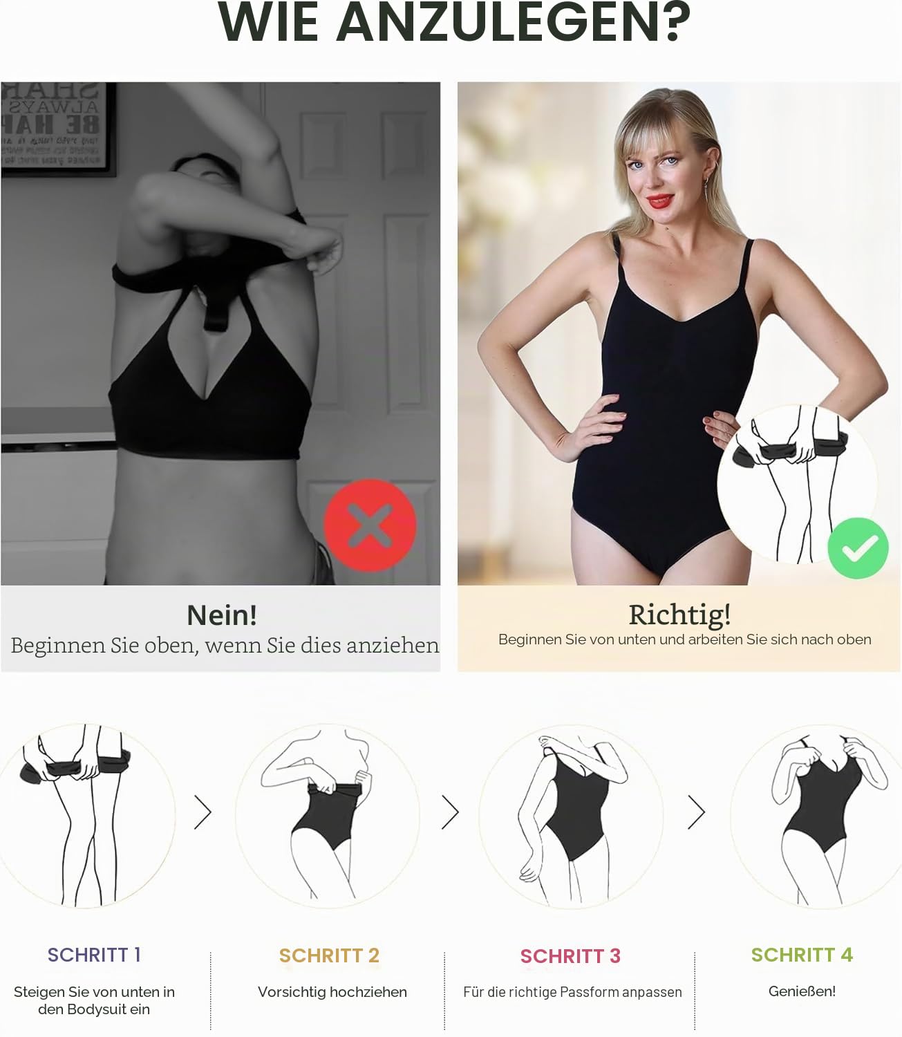SHAPERX Shapewear Damen Bauchweg Bodysuit Formender Body Shaper Sculpting Tanga mit Verstellbarer Schultergurt