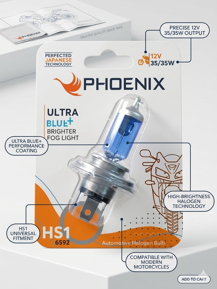 Phonenix 6592 12V 35/35W HS1 PX43t Ultra Blue Automotive Halogen Light Bulb-image-36