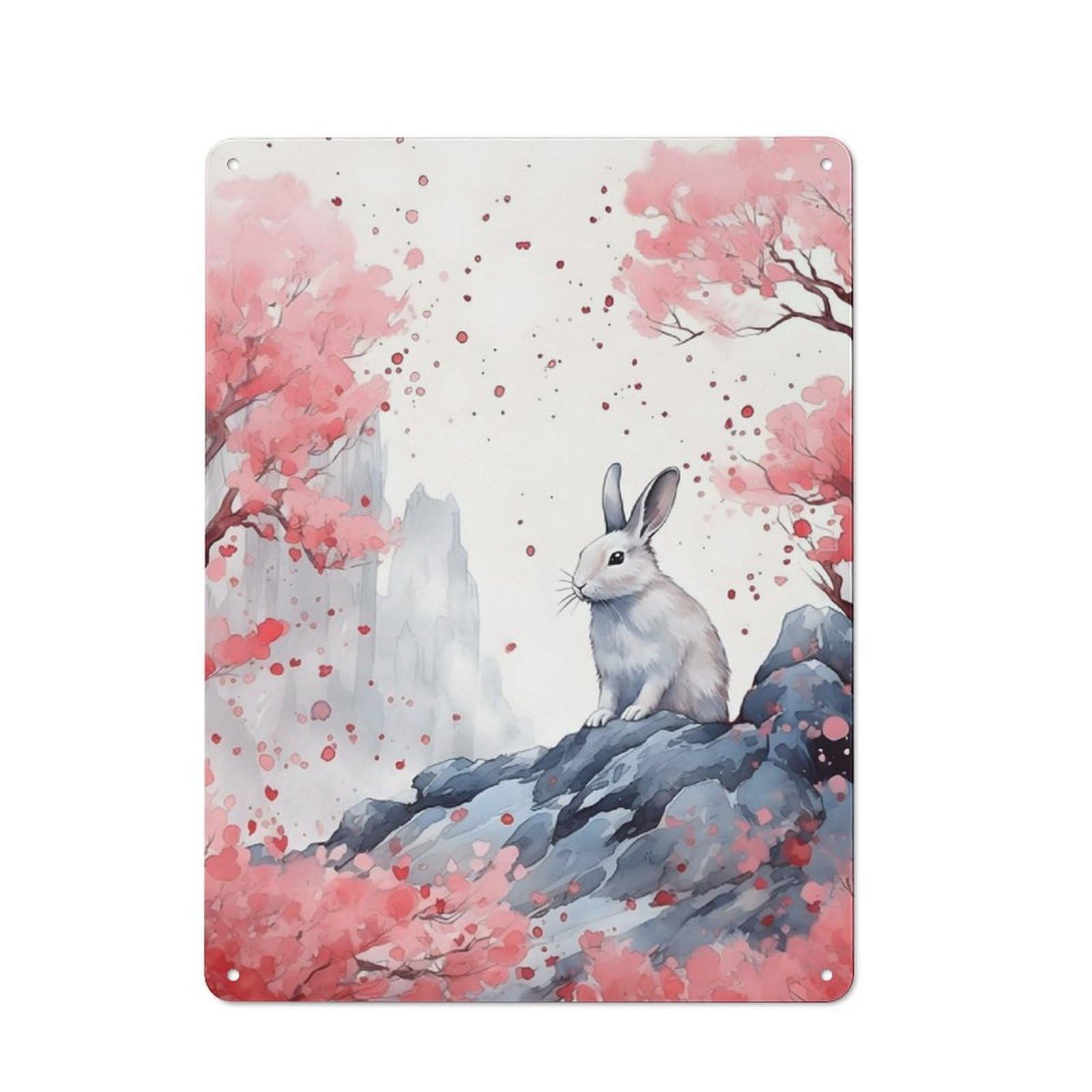 Junmoney Rabbit Modern Vintage Office Metal Sign 40X30cm, Creative Space Decor For Home Office, Reading Corner Or Bedroom