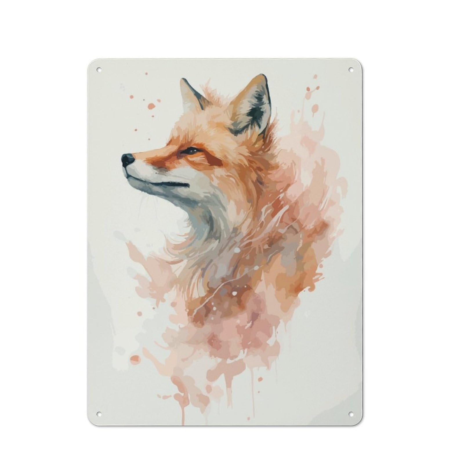 Junmoney Fuchs Watercolor Art Metal Sign 40X30cm With For Hallway Wall, Rustic Decor, Housewarming Present For People Styling Hallway