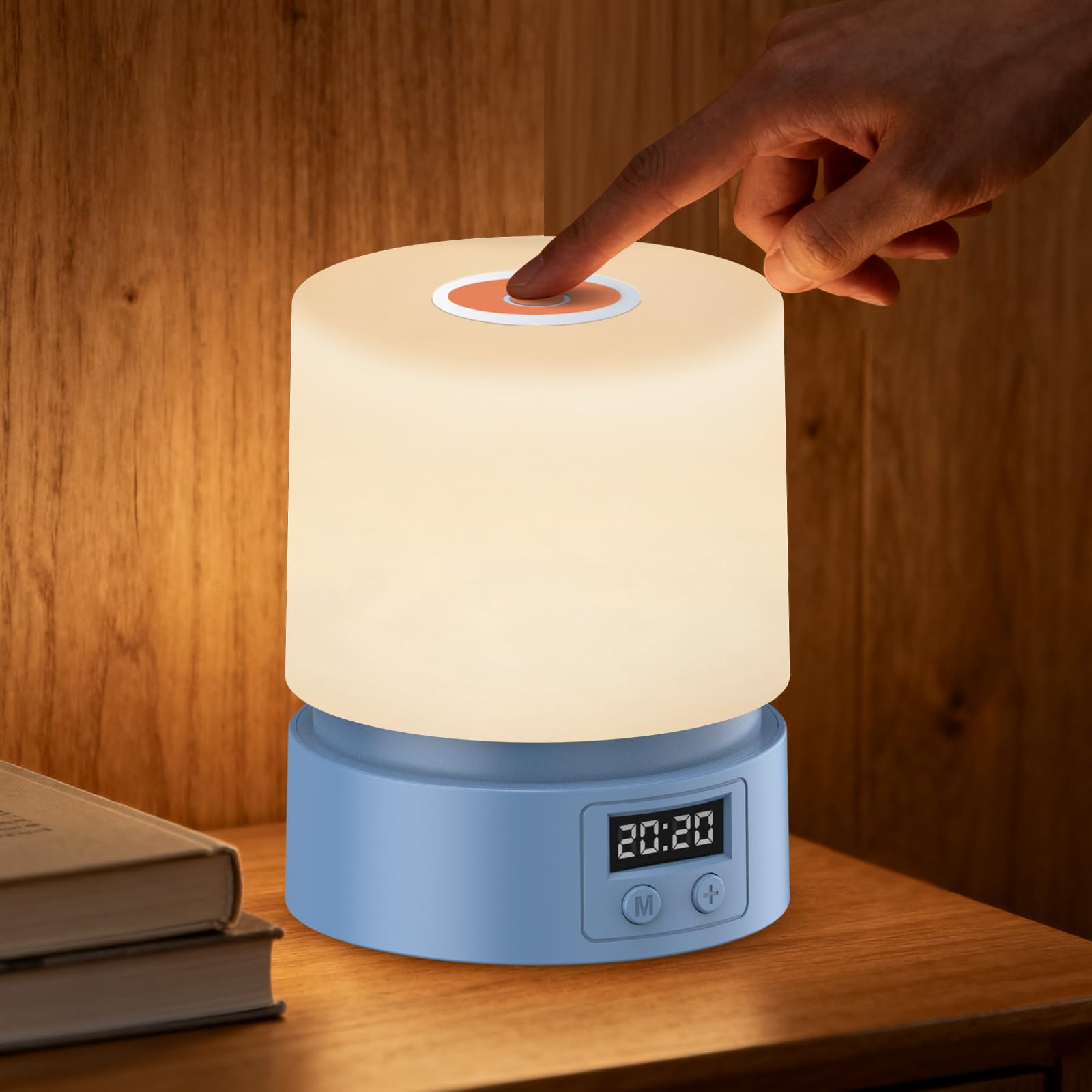 Luce notturna per bambini con orologio, lampada touch per comodino, lampada da scrivania, lampada portatile per allattamento al seno, lampada notturna per bambini, dimmerabile continuamente in