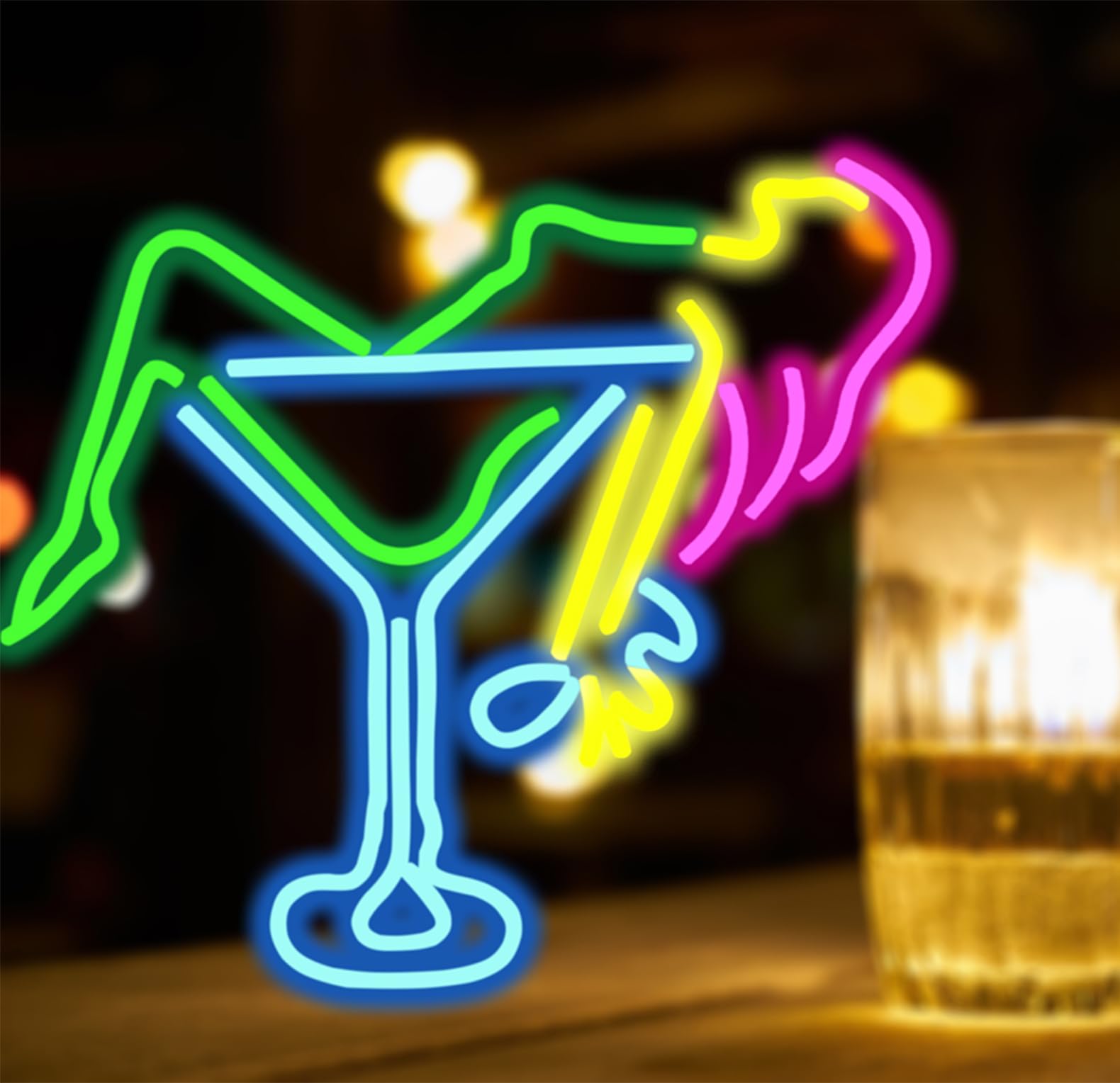 Amazon.co.jp: LED ネオンライト 「カクテルグラス」 デザイン ネオン