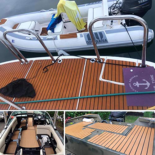 Eva Synthetic Teak Deck Mat For Boat Uv Resistant 94.5"X35.4" Light Brown #TOP2