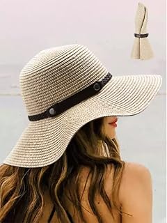 Sun Hat for Women Sun Protection Rolled Up Straw Hat Soft Shaped Straw Hat Summer Women Wide Brim Beach Sun Cap Fed