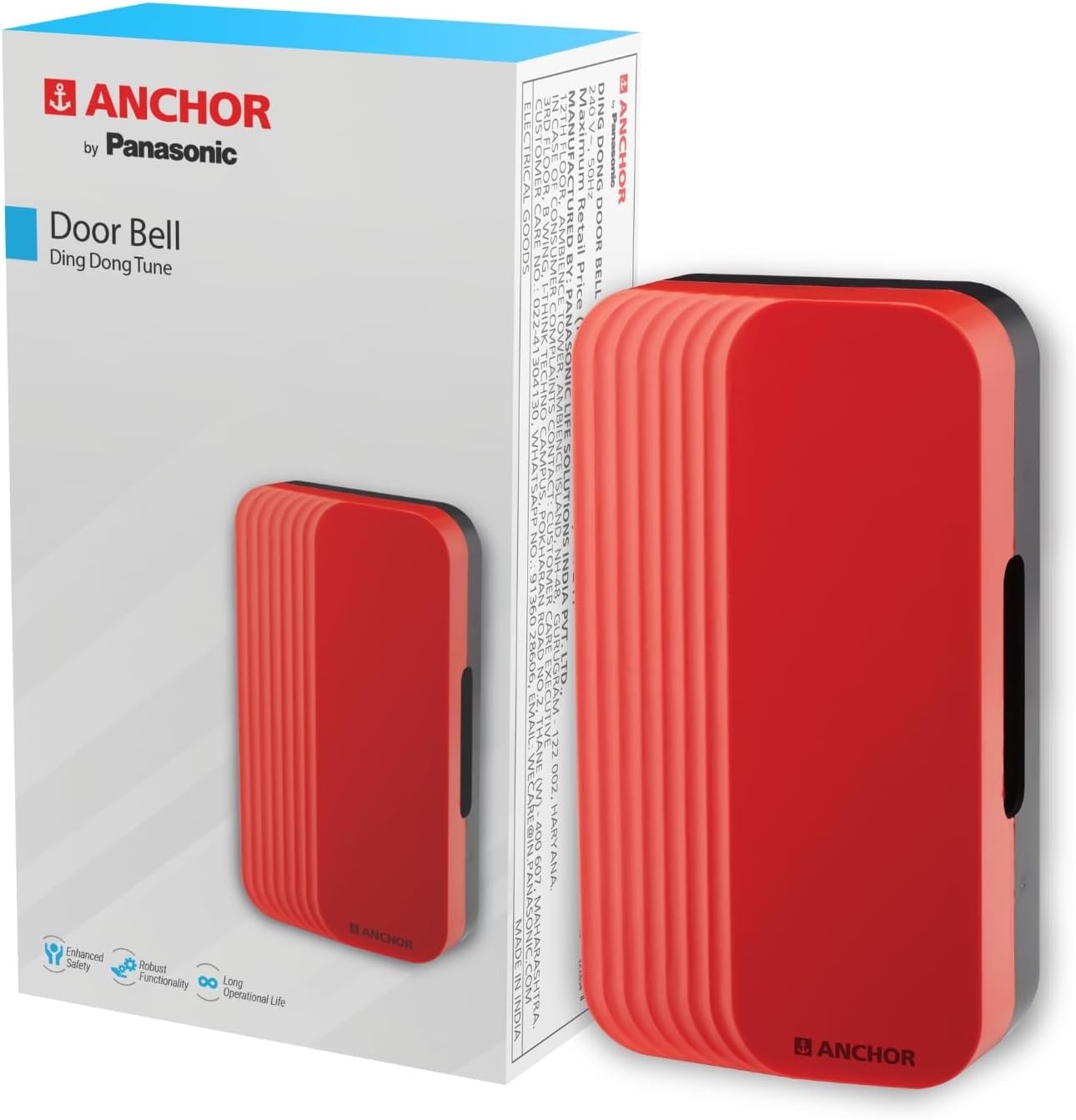 Anchor by Panasonic Ding Dong Doorbell | Calling Bell for Home | Door Bell for Office, School (38914)