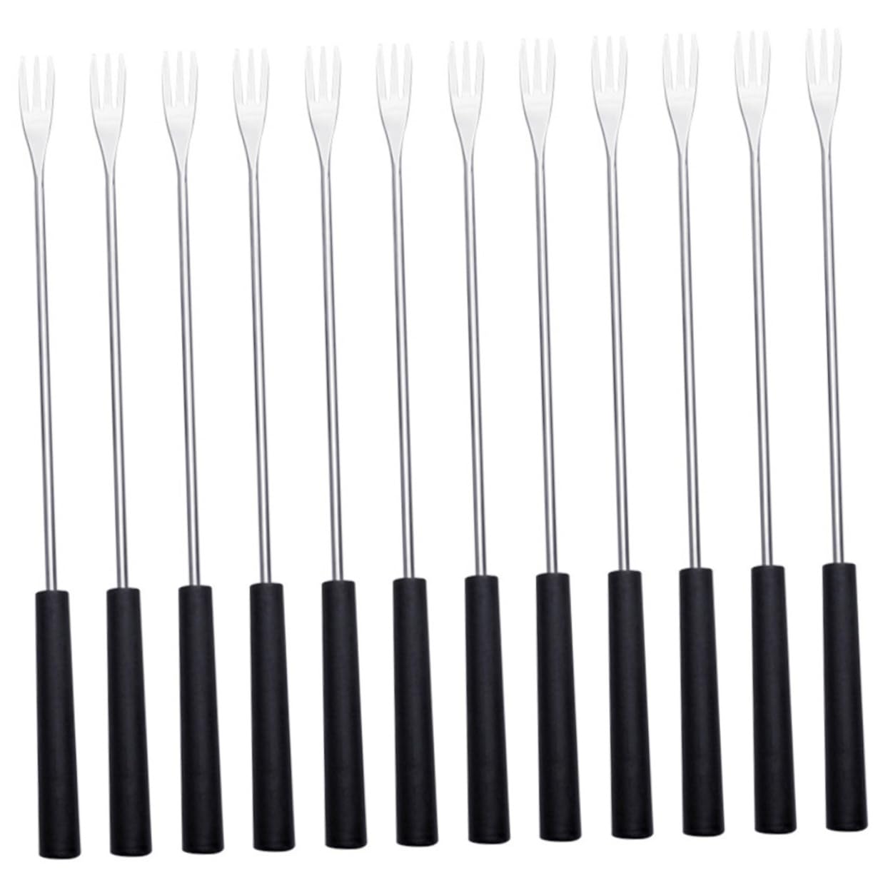 COLLBATH 12pcs Chocolate Fondue Fork Cheese Forks Fine Chocolates Charcuterie Chocolate Fondue Sticks Fondue Forks Elegant Melter Asian Scale Drink Chocolate Fountain Black Stainless Steel