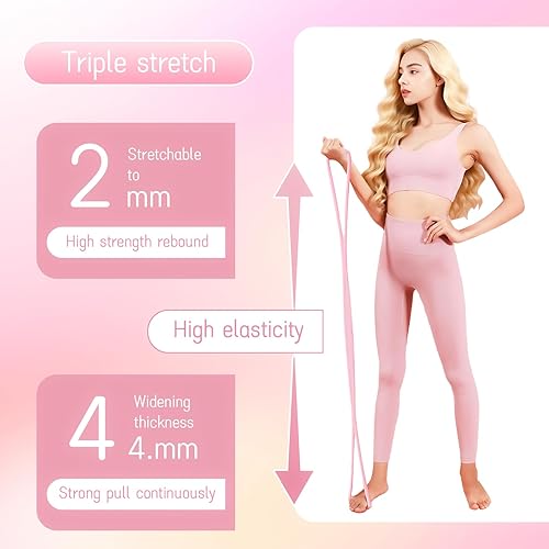 Miniatura 4 de Figura 8 Banda de resistencia para mujeres y hombres  Cuerda de tracción de silicona rosa de 15 libras para entrenamiento de hombros, espalda y