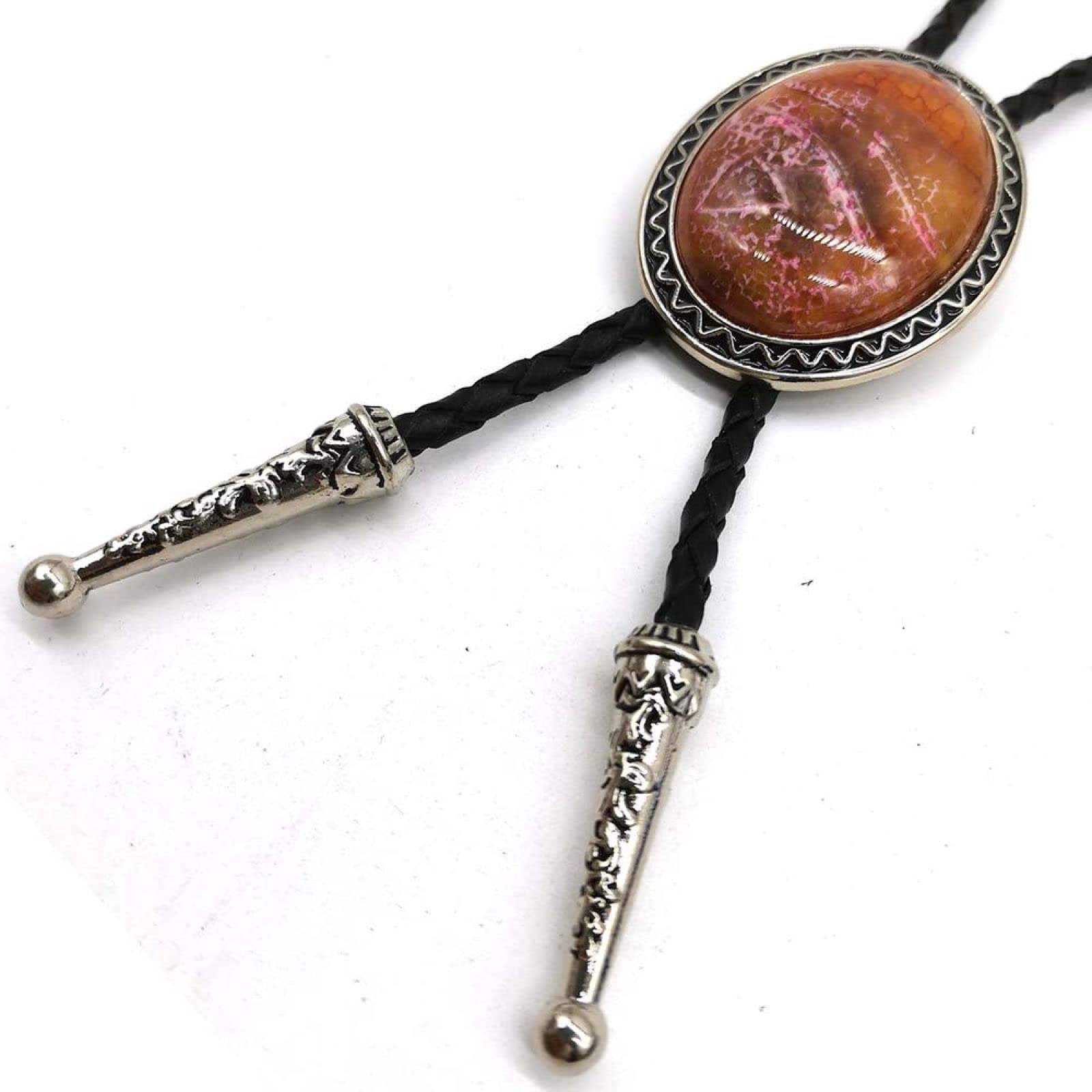 Bolo cravate homme en pierre d'agate et corde cuir véritable - 7
