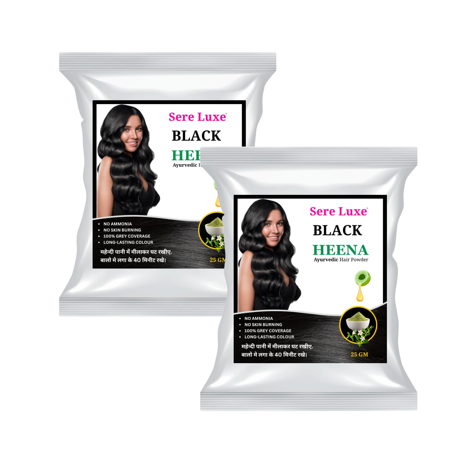 Black Henna Powder Organic for Hair | Herbal Hair Colour Black for Men & Women | Natural Henna Paste for Grey Coverage | Hair Colour Henna (2 x 25 Gm)-picture-10