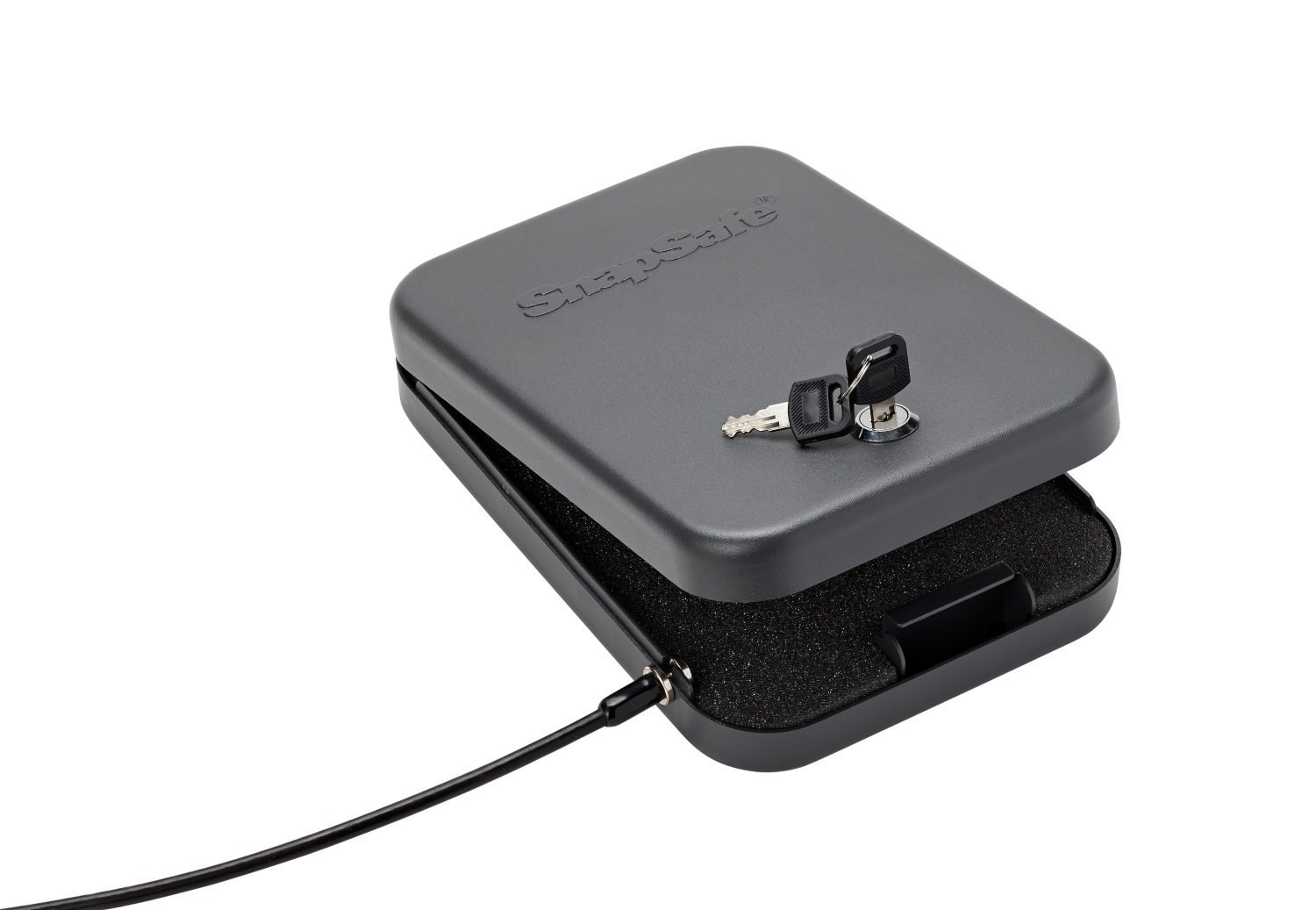 SnapSafe Portable Lock Box for Guns and Valuables – Includes Lock Box, 2 Keys and Patented Security Cable – An Ideal Car Gun Safe