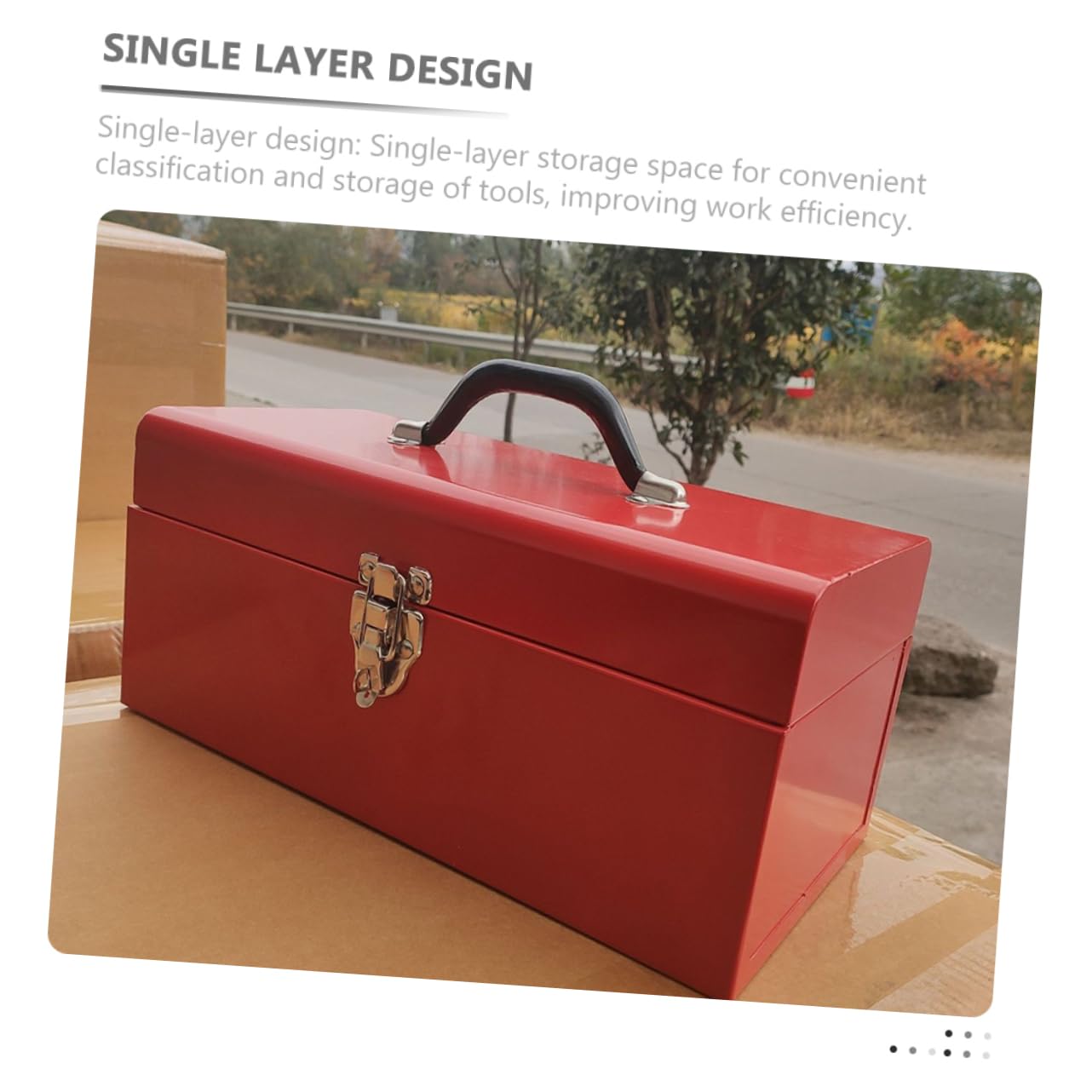 Cassetta Attrezzi in Lamiera, Monostrato, Portatile, Rosso | Acciaio Laminato a Freddo, Classificazione Ordinata, Facile da Trasportare, Spazio Singolo per Accessori e Utensili