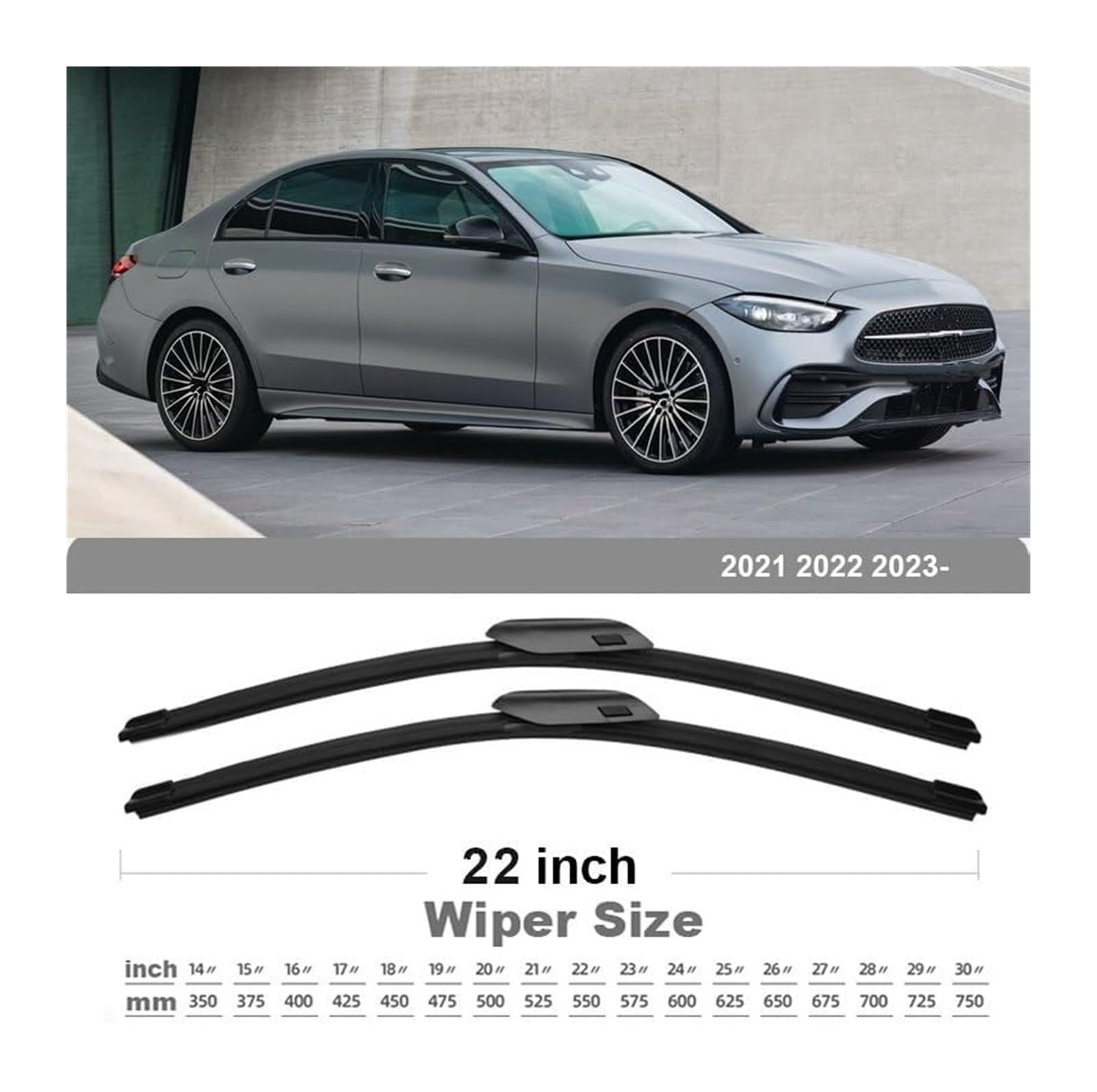 Auto Limpiaparabrisas Juego Para Benz Clase C W206 S206 2021 2022 2023 C180 C200 C220d C300d C300 C400 Escobillas Limpiaparabrisas Delanteras 22"