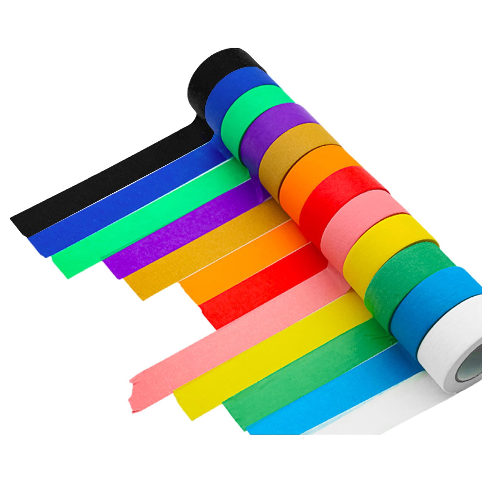 Hancle 12 Rolls Of Color Masking Tape, 7 / 12Rolls Colored Painters Tape For Arts And, Rainbow Labelling Masking For School Craft Paper