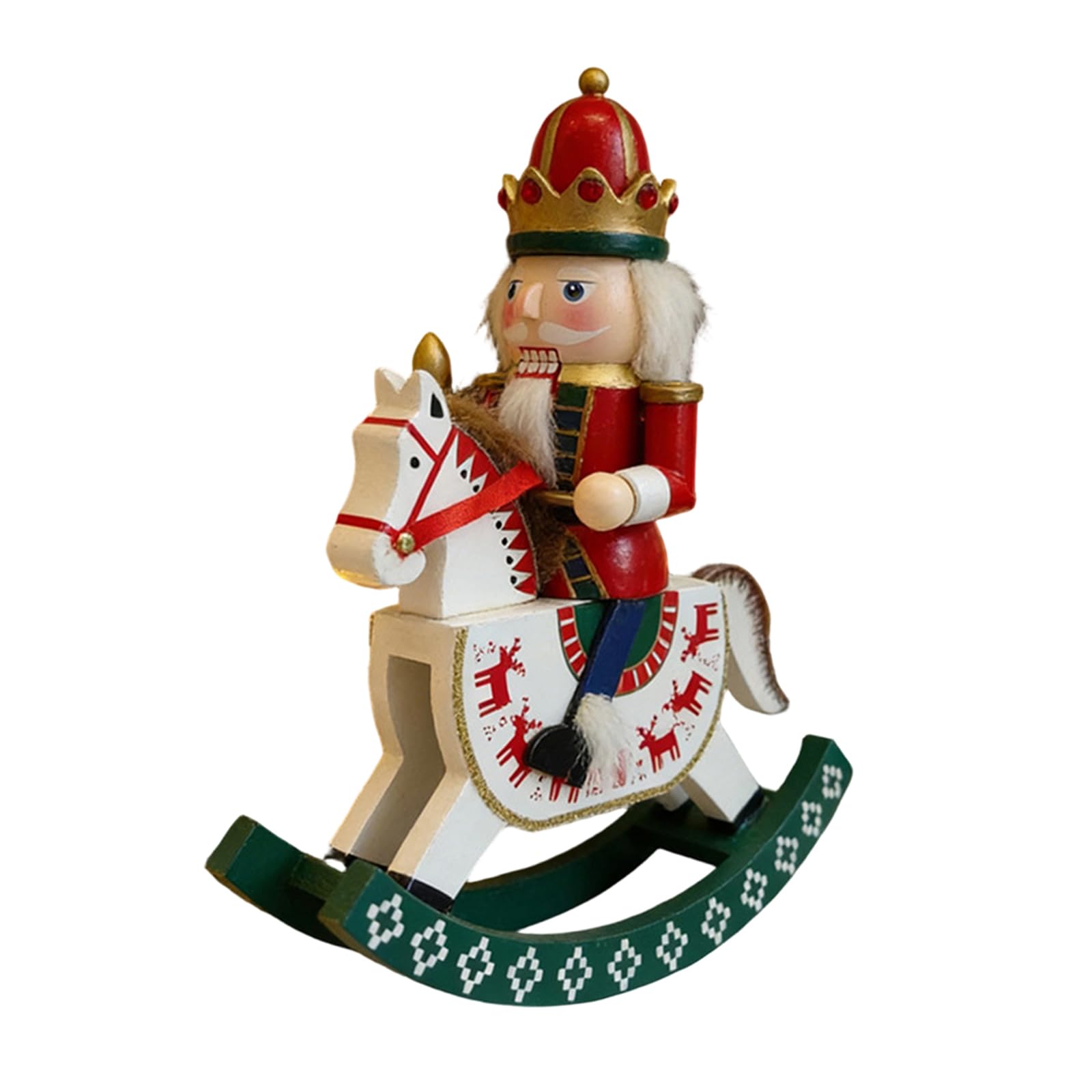 Msioytog Christmas Nutcrackers Figures, Nutcrackers Christmas Decors, Rocking Horse Crackers Ornament for Xmases Party Home Wooden Figures