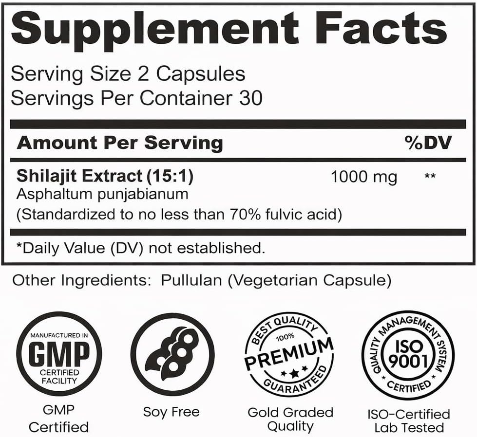 Well Being Mora Vegan Shilajit Supplement | 70%+ Fulvic Acid & 85+ Trace Minerals | Contains Bio-Active Elements & Humic Acid | 60 Capsules | Shilajit Capsules for Men & Women (Pack of 2)