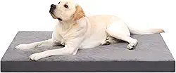 KSIIA Cama ortopédica para cães cama de gaiola de cachorro à prova d'água para cães grandes Cama de cachorro de pelúcia lavável de luxo com espuma de caixa de ovo e capa removível, 35 x 22 polegadas,