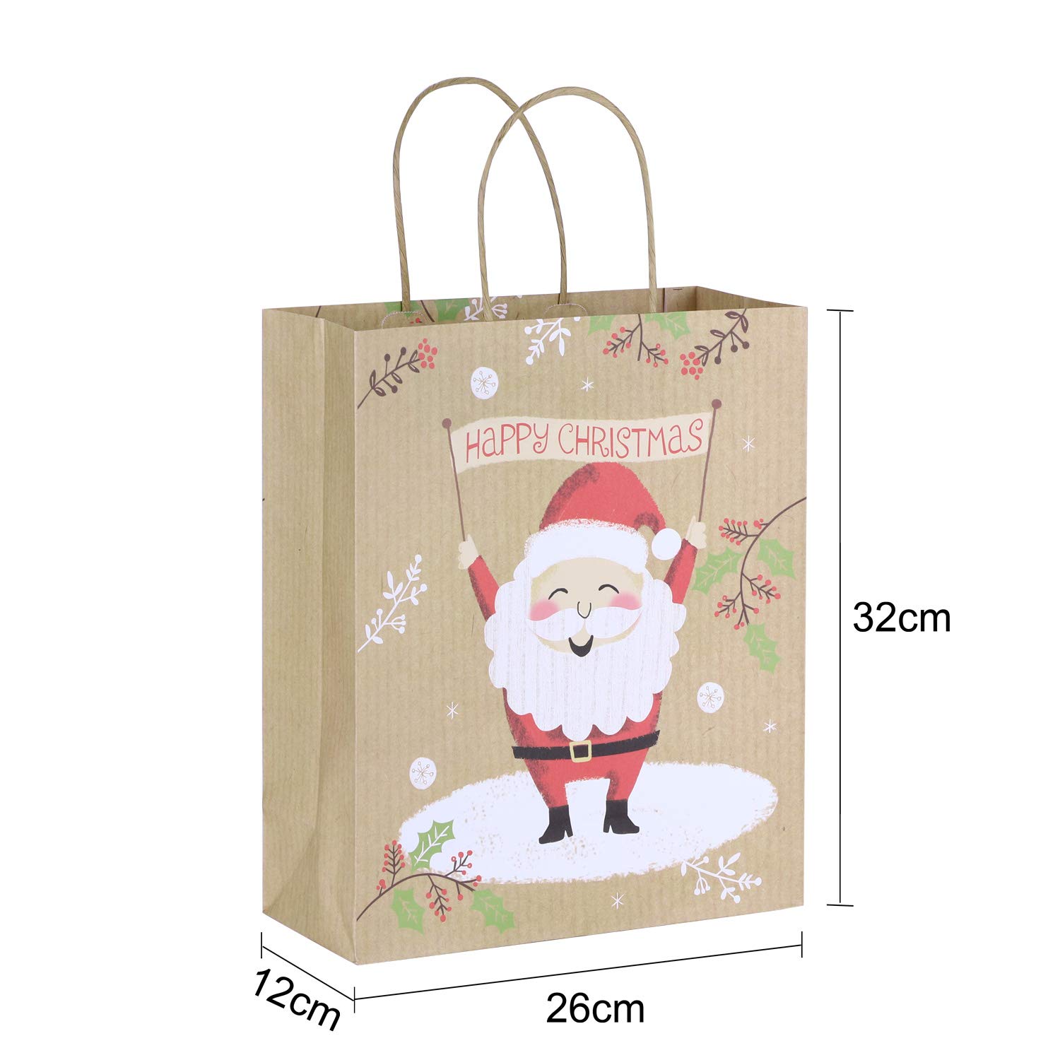 12PCS Gift Wrap Kraft Paper Bags Party Favor Shopping Bags Christmas Baby Bridal Shower Wedding Kids Birthday Thank You Foil Bachelorette - View #3
