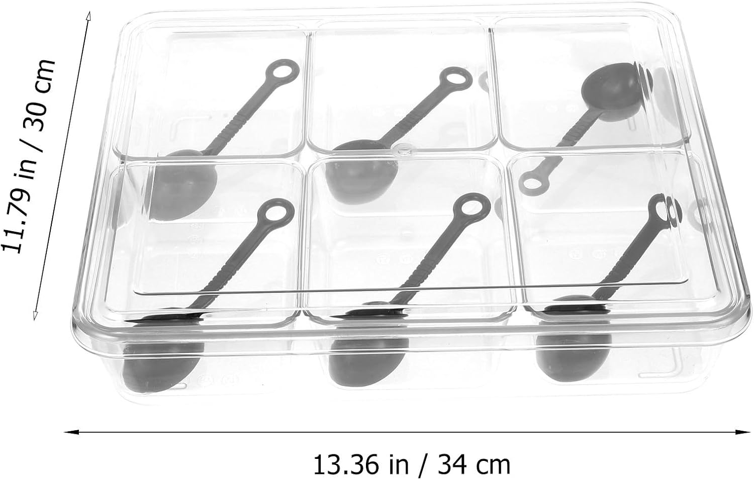 VICASKY Multi-grid Bar Condiment Case with Spoon, PC Material Snack and Dried Fruit Box for Taco Bar Party and Picnics, Plastic Storage Container Random Color