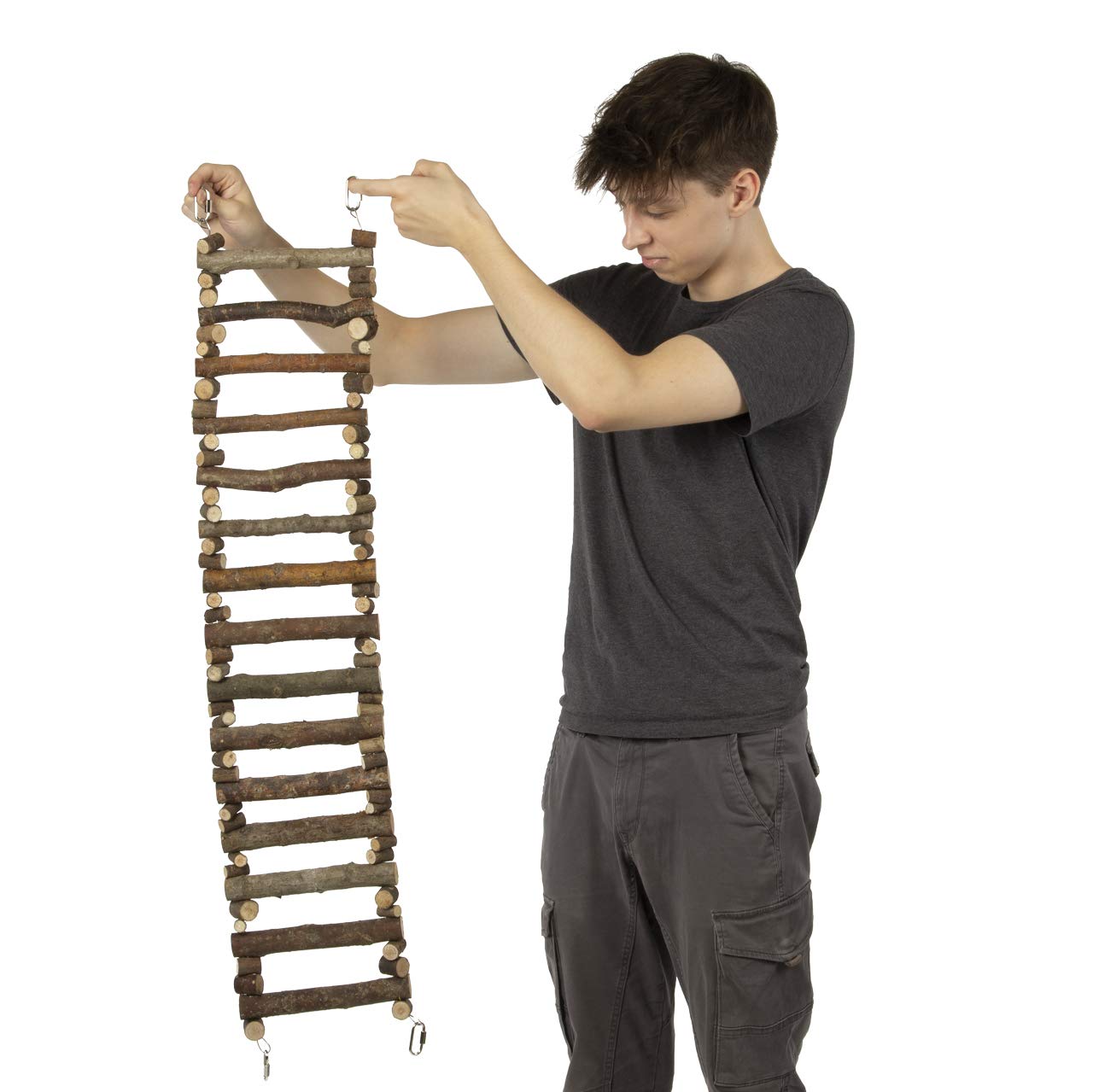 HappyBird | Vogelleiter | Natural Ladder L | 110 x 20 cm für Papageien | Leiter aus Naturästen - Papageienleiter