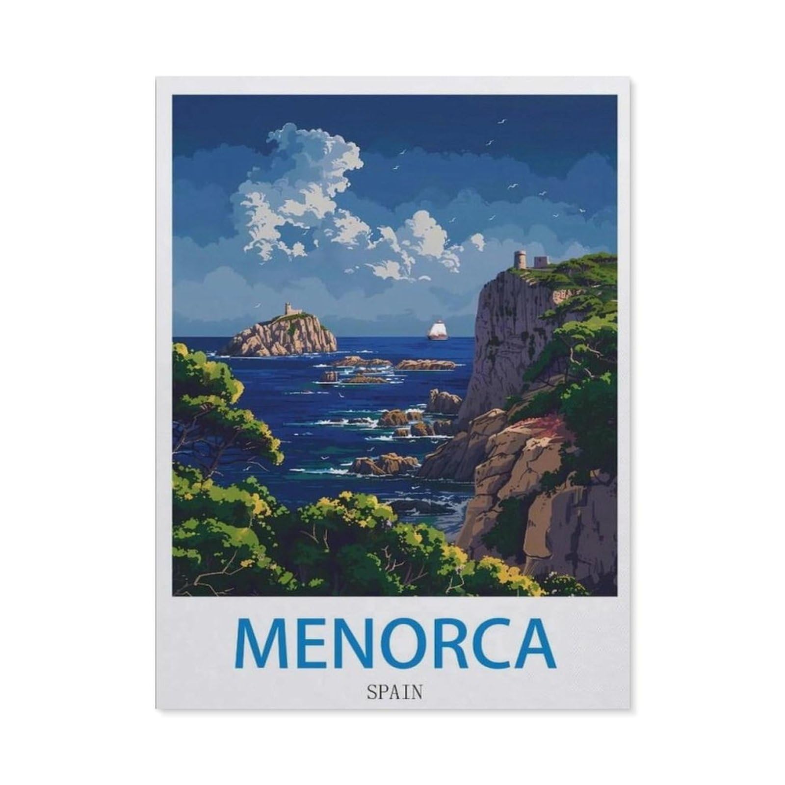Menorca Spain，Funny Toilet Poster Sign, Vintage Metal Tin Sign, Bathroom Poster, Bathroom Decor, Home Wall Decor Art Tin Sign Plaque(15x30cm）6x12 inch-EC64