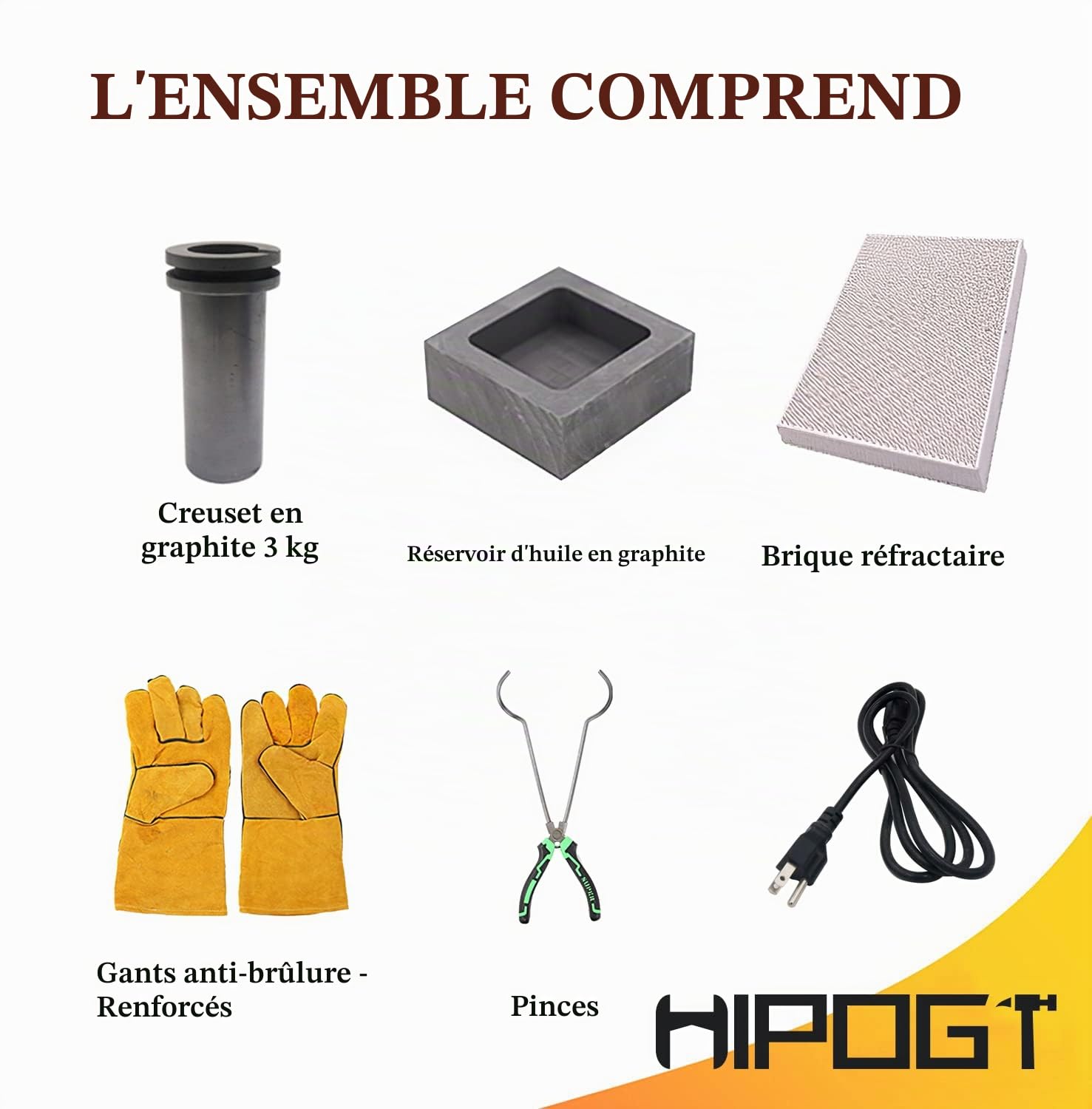 Four de fonte électrique numérique avec creuset en graphite pour fondre, argent, or, cuivre, aluminium, 220 V - 3 kg - 1400 W - 2000 F