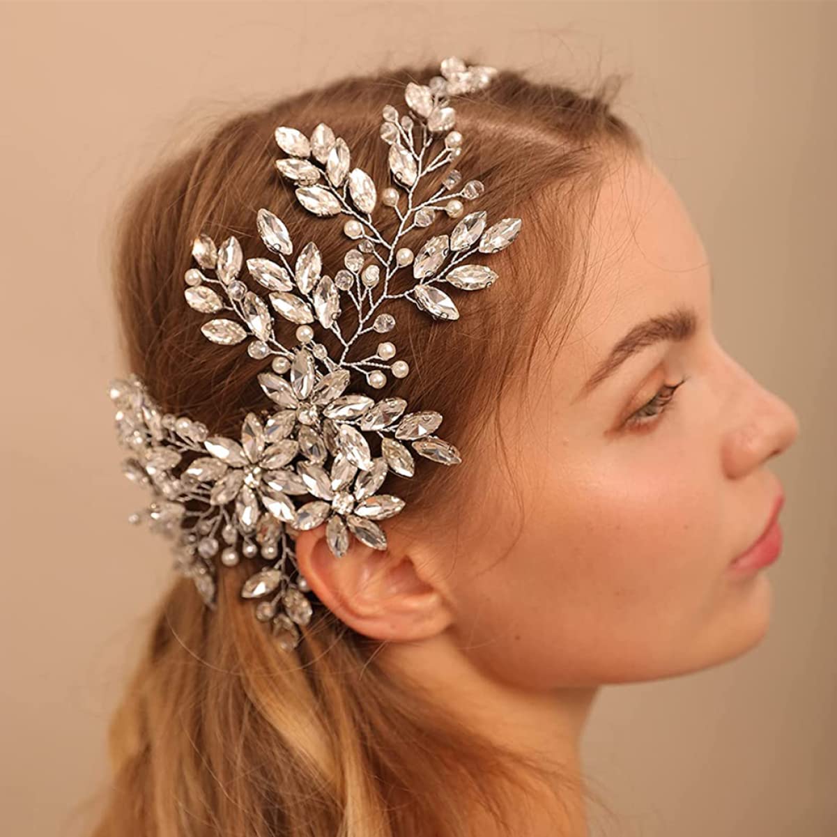 Fermaglio per capelli, forcine per capelli, pettini per capelli, accessori per capelli, set di 4 fermagli per capelli da sposa con strass per matrimonio, pettine laterale per capelli delicati