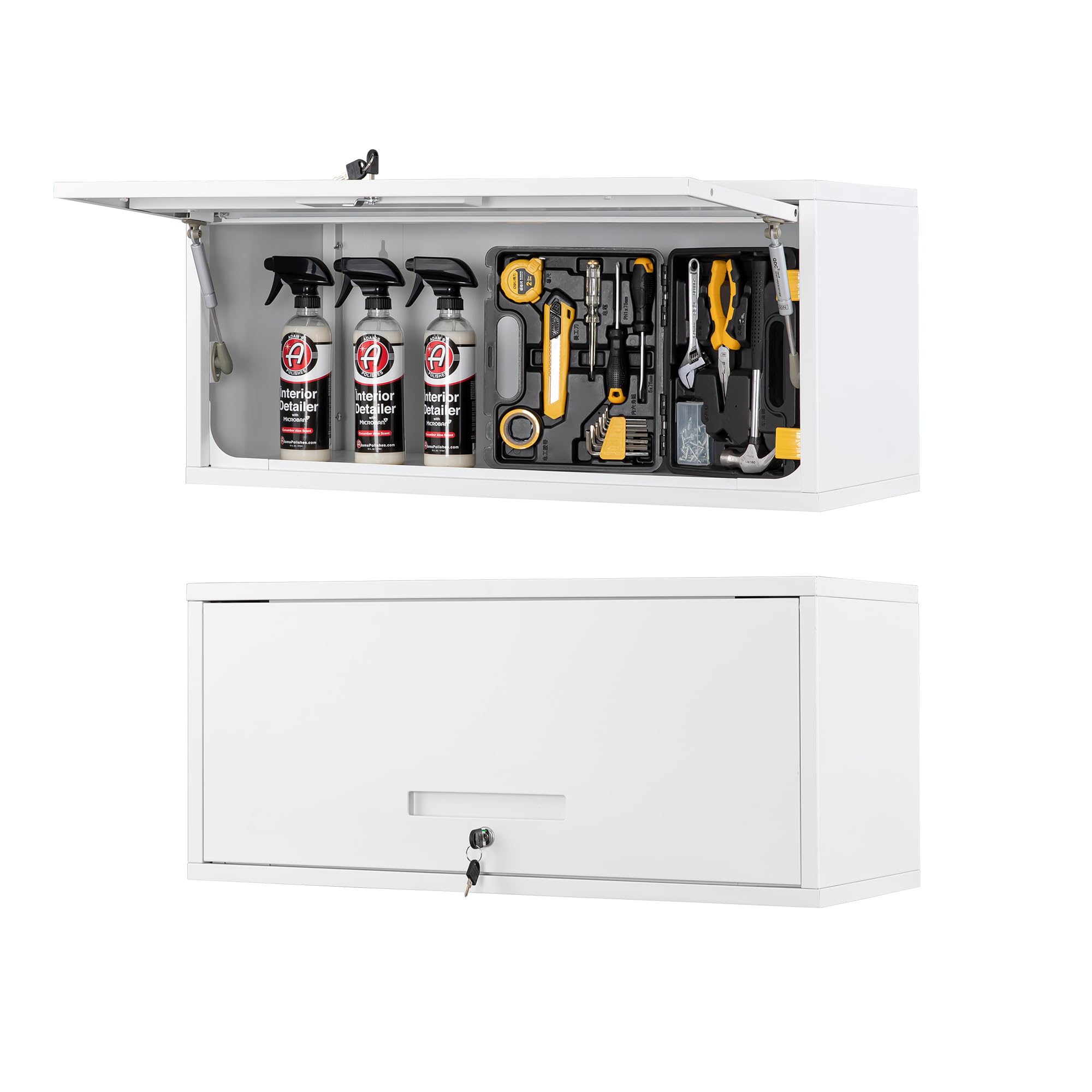 Sightlife Hängeschrank Wandschrank Medizinschrank Küchenschrank Badezimmerschrank Werkstattschrank aus Metall Stahlschrank Wandregal Werkzeugschrank abschließbar 35 x 80 x 33 cm(H x B x T) weiß