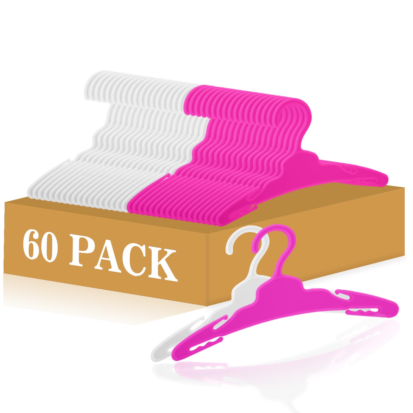 60 Pcs Doll Clothes Hangers for 18-Inch Dolls - Non-Slip, Space-Saving Wardrobe Accessories for Doll Gowns & Outfits (Rose Red White Mix) Rose Red White Mix 60.0