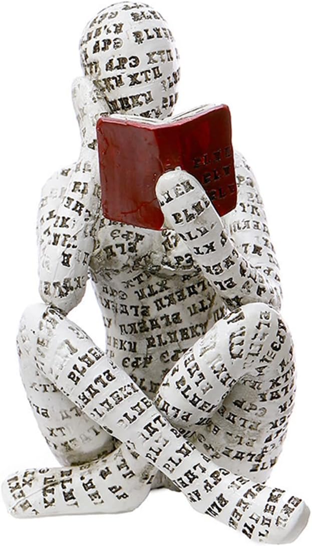 3 Pcs Reading Women Figurine,Thinker Statue,Modern Bookshelf Decor,Aesthetic Sculpture,Room Decor Modern Abstract Decoration on Shelf Table Desk for Living Room Office Bedroom(Gold)