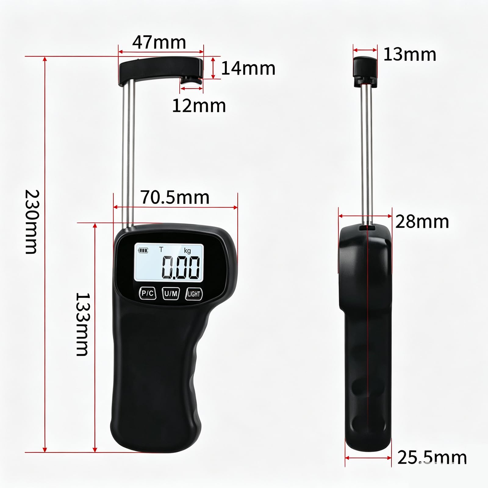 Cyfrowy miernik siły, 5 kg, tester Push Pull z trybem szczytowym, jednostki w kg/lb, podświetlany wyświetlacz do testowania naprężenia drutu, gumy, tekstyliów, niezbędne narzędzie