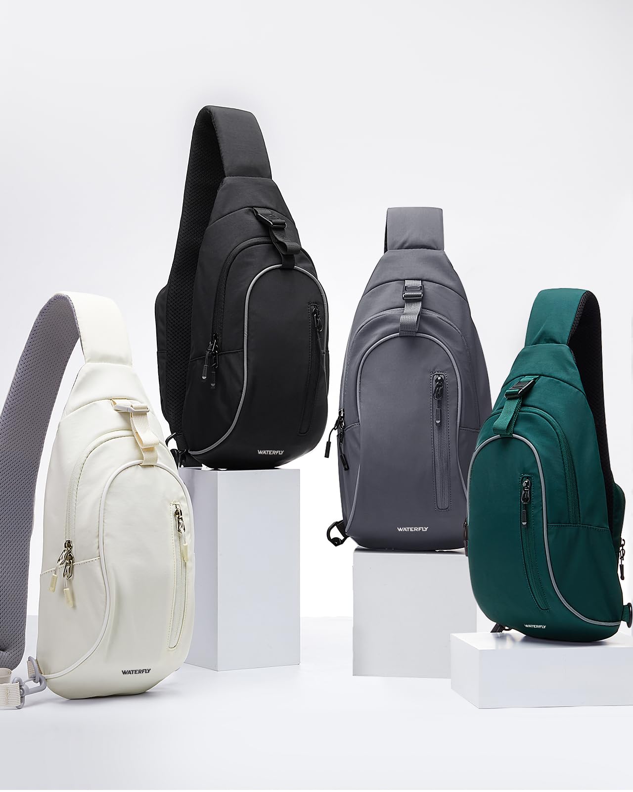 WATERFLY Torba na klatkę piersiową, torba na ramię, męska, mała torebka męska, torebka Sling Bag, damska torba listonoszka, crossbody, do uprawiania sportów na świeżym powietrzu, podróży, jazdy na
