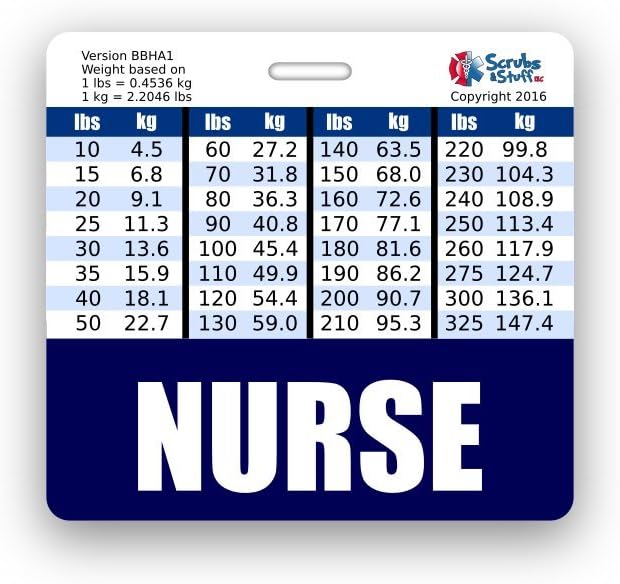 Nurse Badge Buddy Horizontal w/Height & Weight Conversion Charts (Navy Blue)