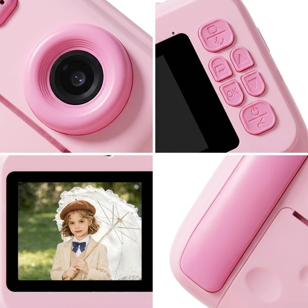 Sofortbildkamera für Kinder 48MP HD Foto Druck(Pink)