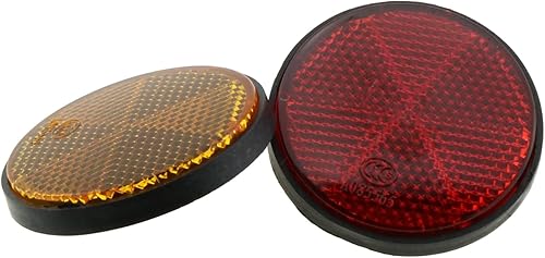 Miniatura 4 de DGZZI Reflector redondo de plástico universal de 2 pulgadas2.205 in, reflectores de advertencia reflectantes para motocicleta, bicicleta, rojo y