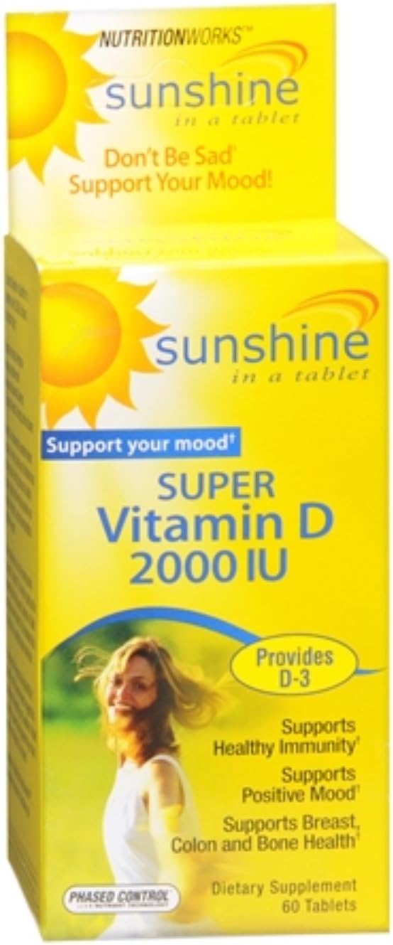 Sunshine Vitamin D-3 2,000 IU, Healthy and Strong Bones, 60 servings