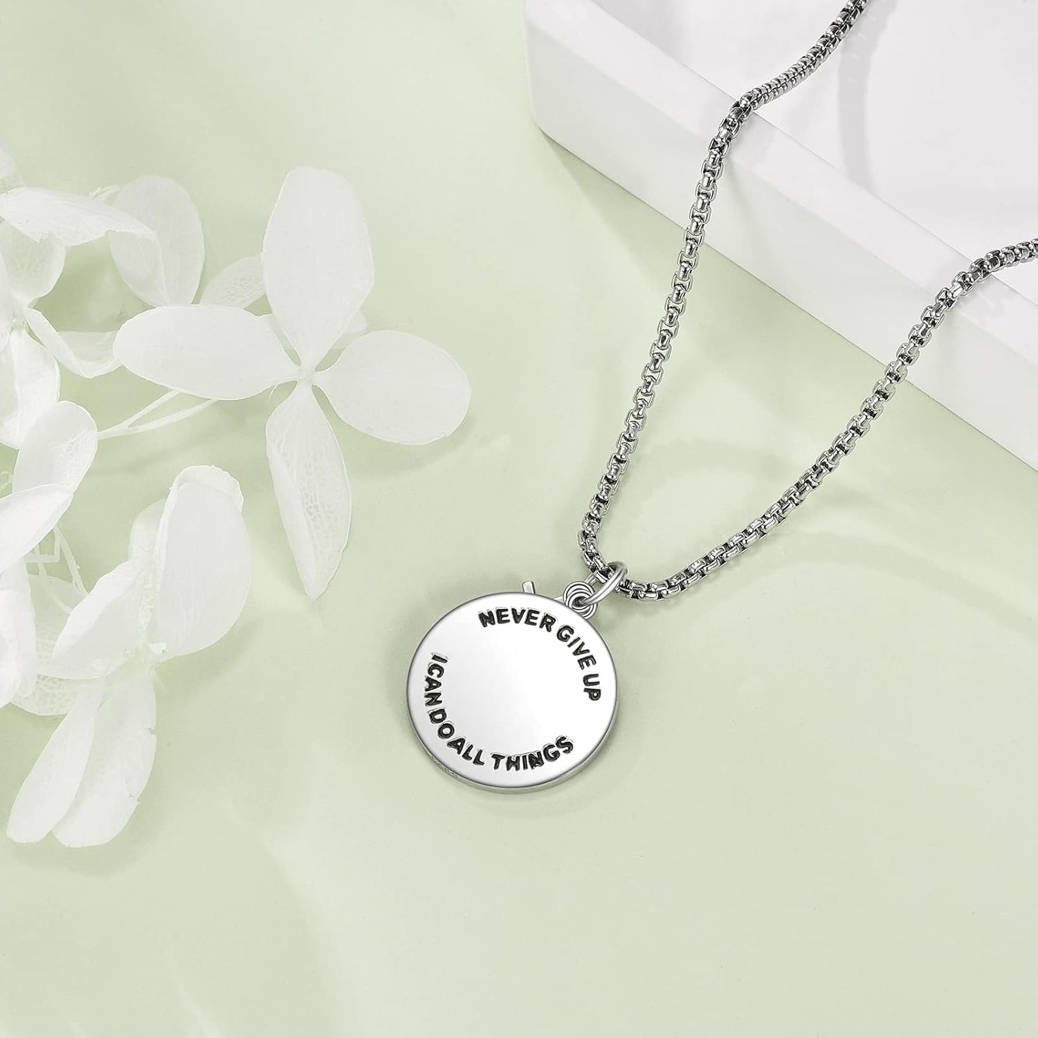 YFN Sport Necklace Sterling Silver Never Give Up I Can Do All Things Pendant Jewelry Sport Gifts for Women Men - Image 3