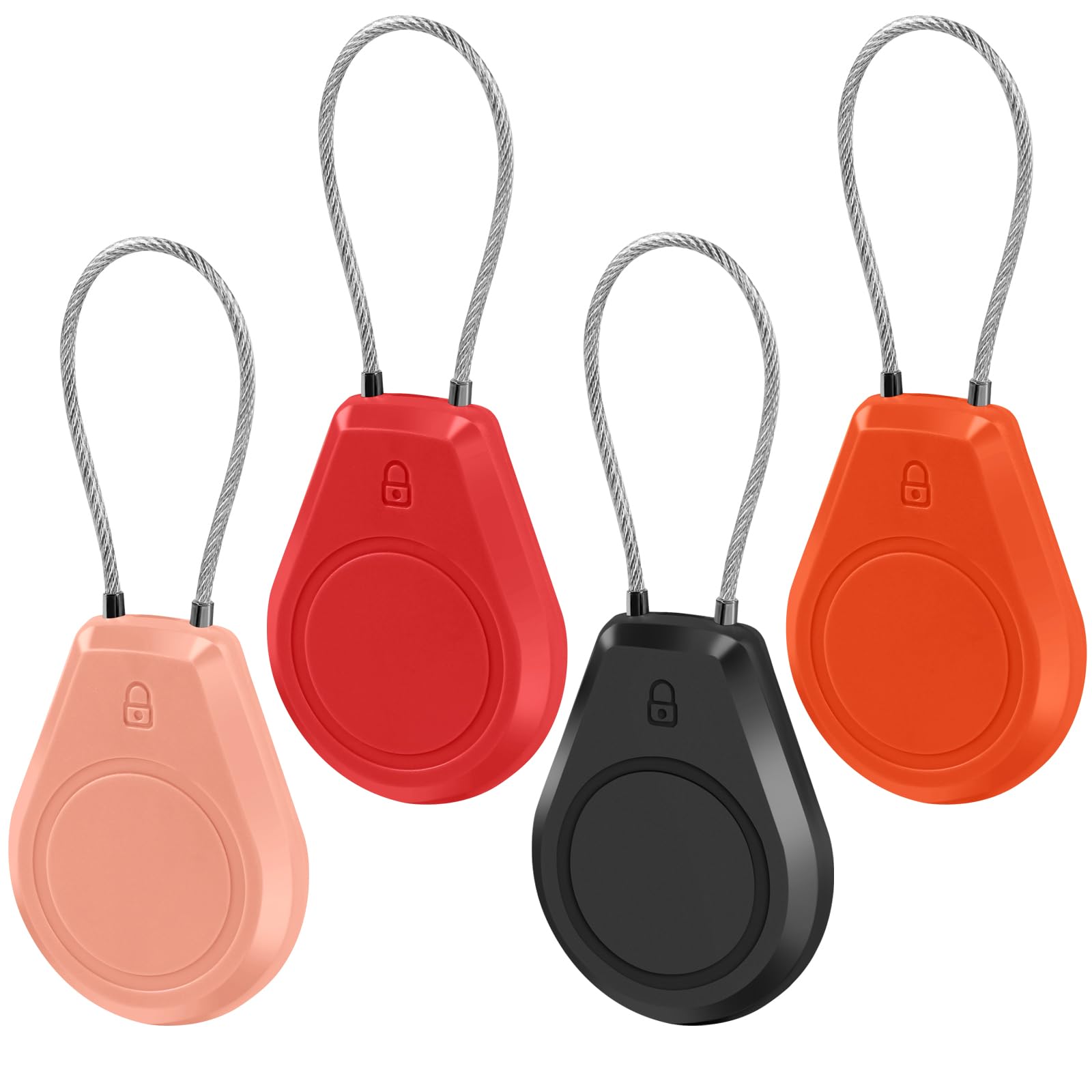 Air Tagholder 4 Pack - Waterproof Keychain Case with Steel Wire Cable &amp; Hex Lock, Anti-Lost Shockproof Cover Compatible with Apple Air Tag for Luggage, Backpack, Keys, Dog Collar, Kids Items