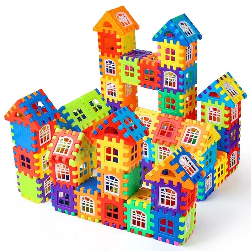 120 Piece Colourful House Building Blocks Set, Early Education Puzzle Construction Toy