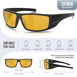 Ofwin Polarized Sports Sunglasses for Men Women Unbreakable Frame Cycling Fishing Wrap Around Sunglasses UV400 Protection Black Frame/Brown Lens