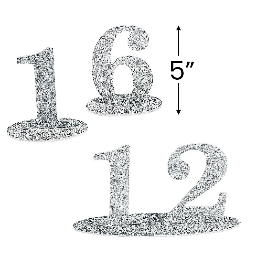 Fun Express 1-12 srebrnych brokatowych numerów stołowych - 12 sztuk