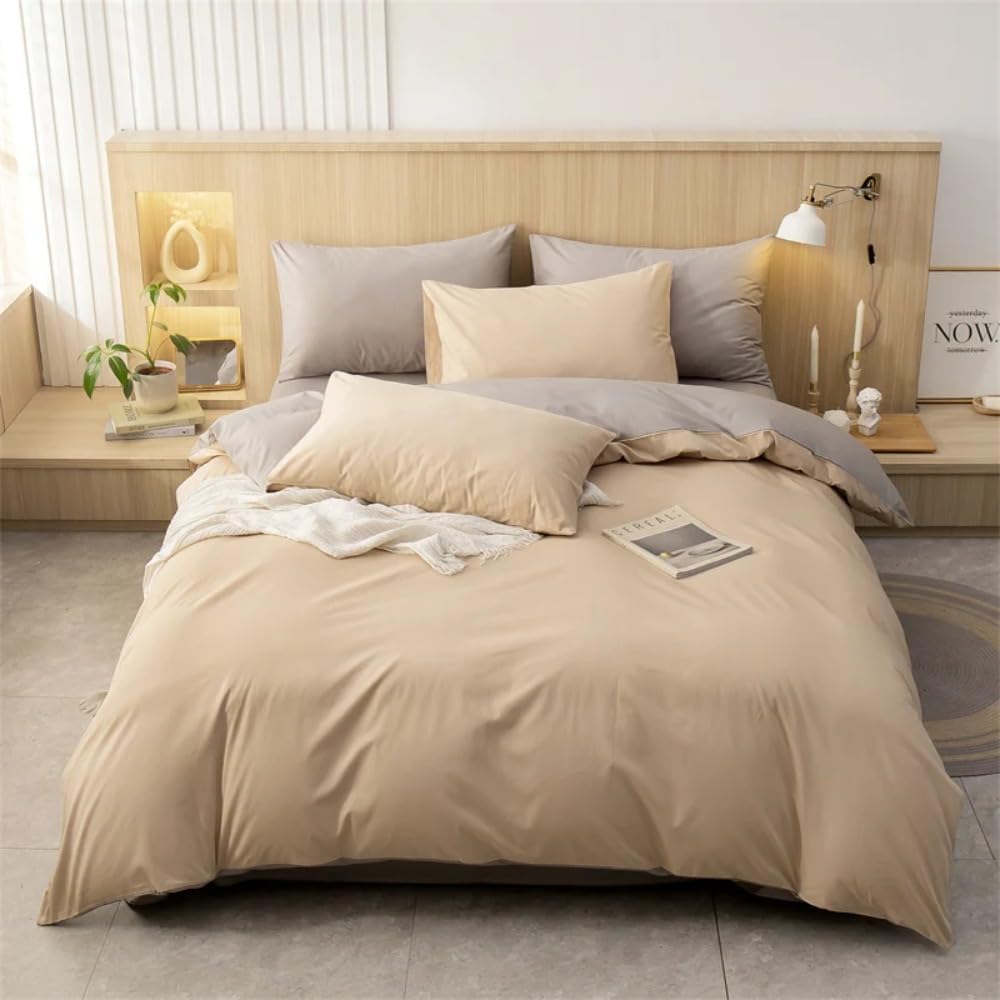 Housse de couette avec fermeture éclair pratique et parure de lit en coton facile d'entretien