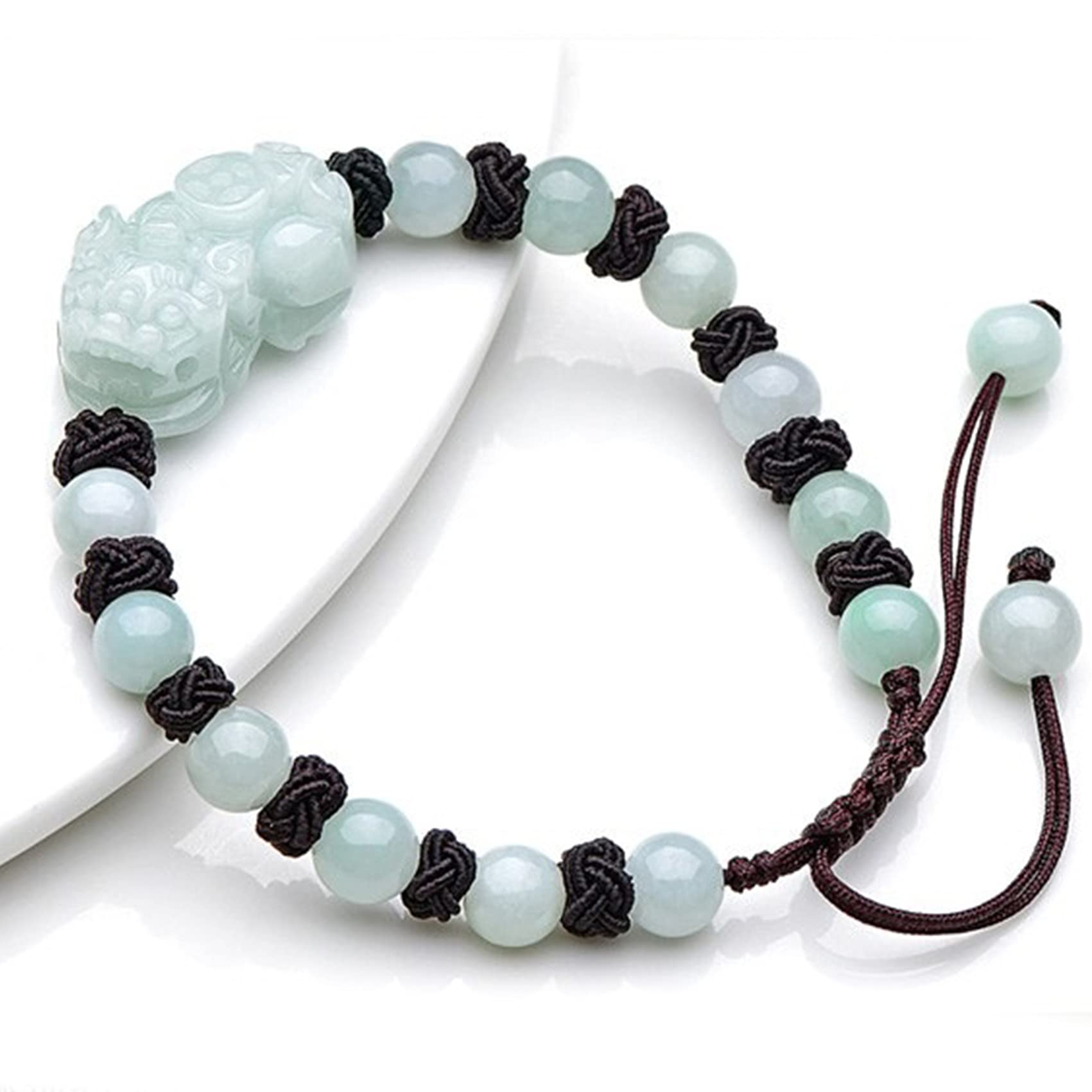 Nzpost Men's Brown Good Luck Bracelet, Amulet Bracelet Authentic Gem Emerald Bracelet Lucky Red Adjustable String Brac
