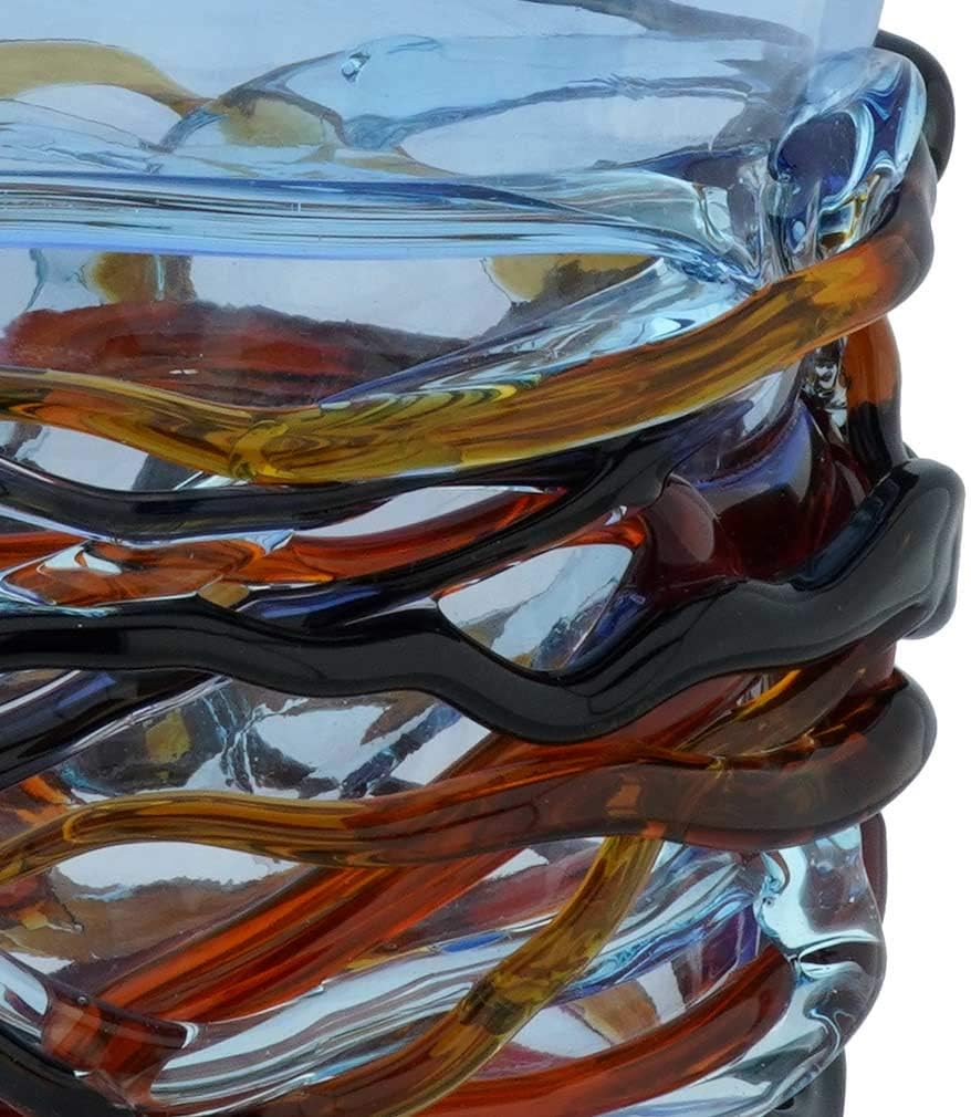 Glass Of Venice Murano Glass Vesuvio Fazzoletto Vase - Blue