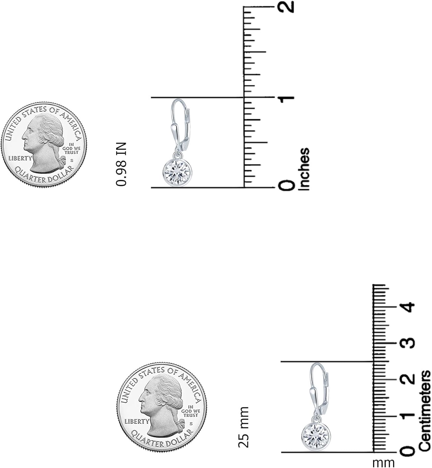 LeCalla 925 Sterling Silver CZ Dangle Earrings for Women | Rhodium-Plated Cubic Zirconia Leverback Drop Earrings | Teardrop, Round, Princess & Oval Cut Halo Bezel Set Earring Jewelry Gifts for Birthday Christmas