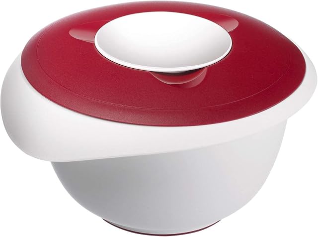 Westmark Mixing Bowl With Two-Part Lid, 2.5 L, With Spout, Plastic, White/Red, 3153227R