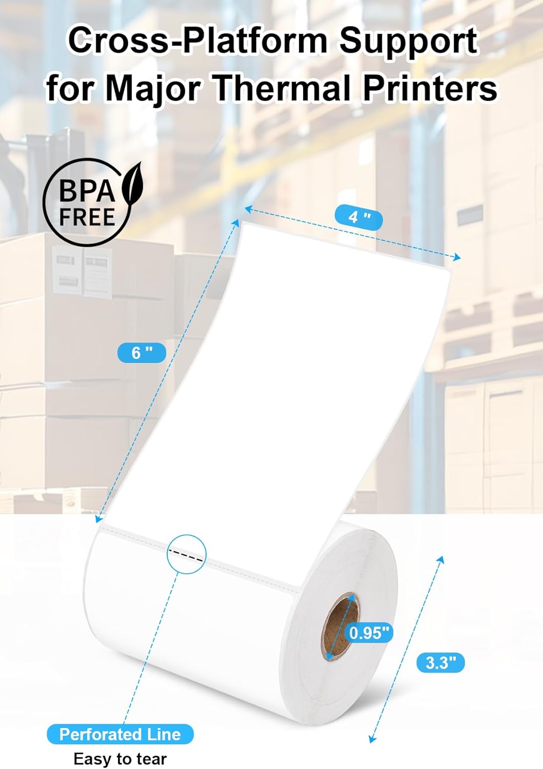 4x6 Thermal Labels - Waterproof Shipping Labels for Thermal Printers, 250/Roll, 4 Rolls, White (Packaging/Mailing/Inventory) - Image 2